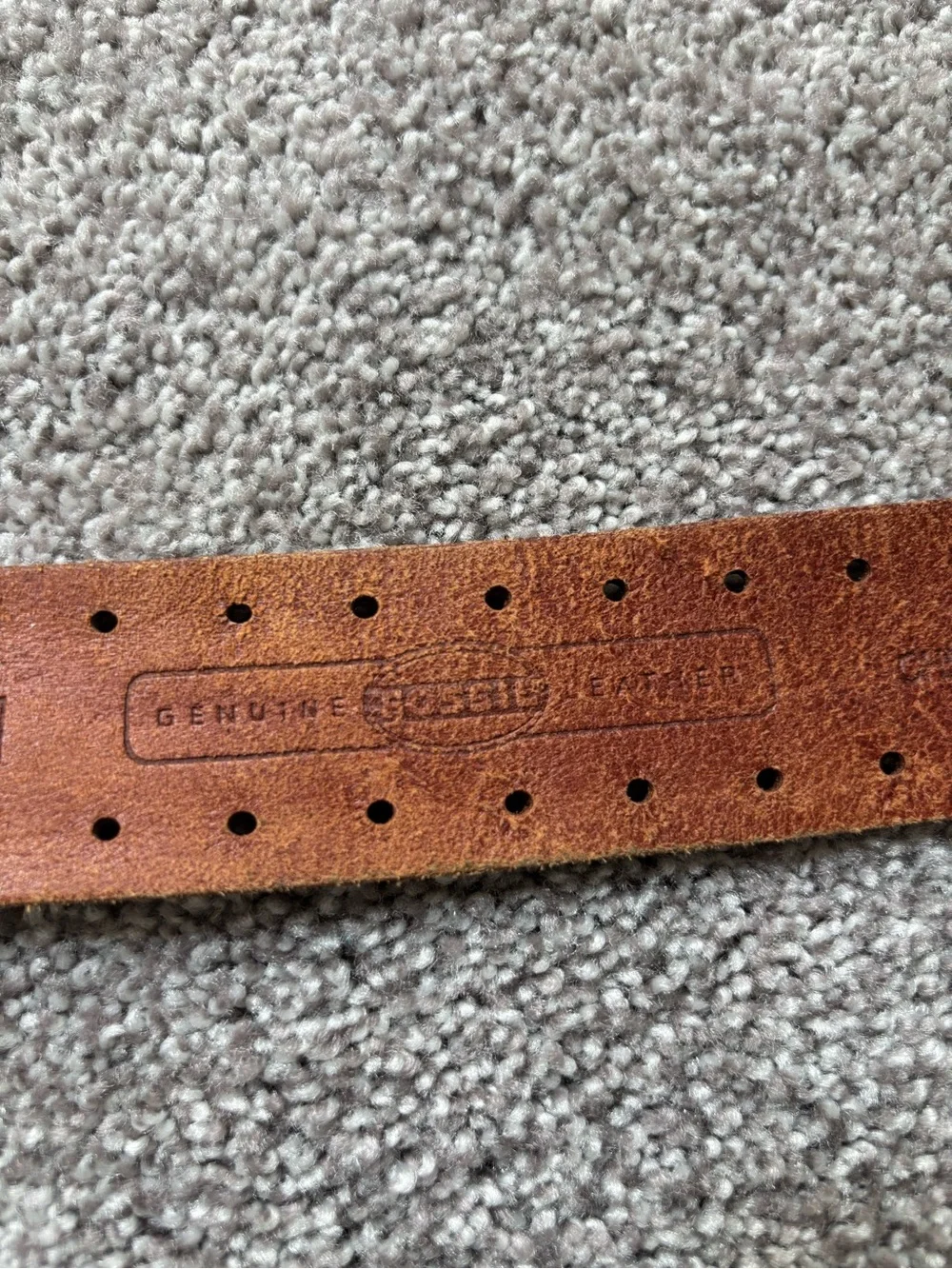 Fossil Brown Leather Belt with Silver Hardware